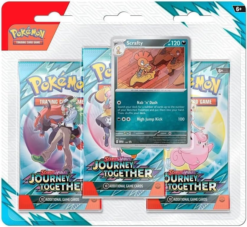 Journey Together Three Booster Blister Packs (Scrafty)- Pokemon TCG